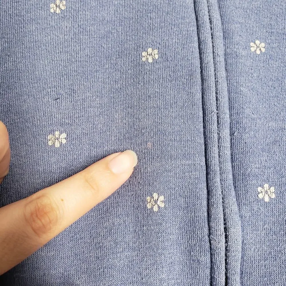 OshKosh B'gosh Full Zip Hoodie Girls 7 Blue Ditzy Floral Preppy Bohemian Jacket